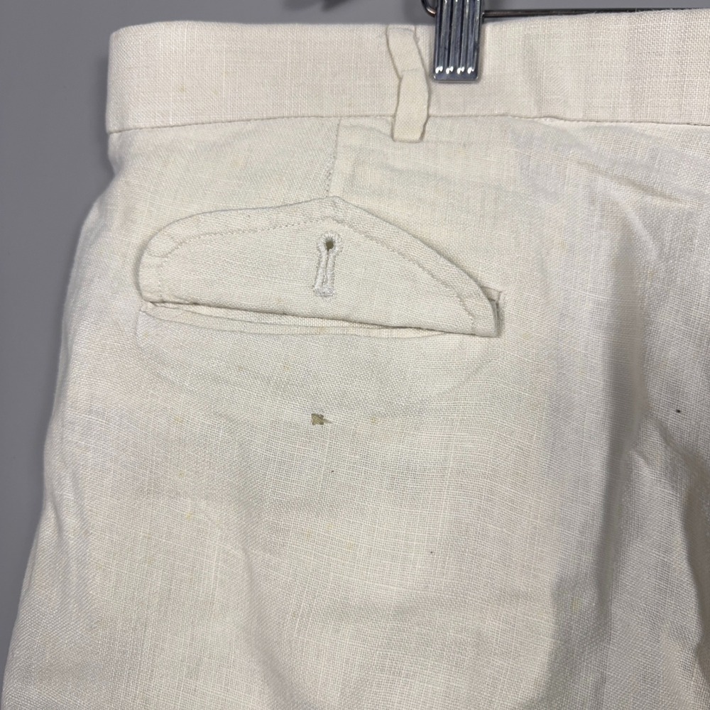 Polo Ralph Lauren Pleated Pants Trousers Mens Size 42 100% Linen White Old Money - Picture 5 of 11